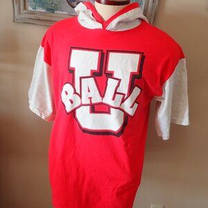 Vintage Ball State University "BALL U" Hooded Shirt by CSC Made in USA Sz XL